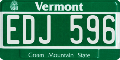 VT license plate EDJ596