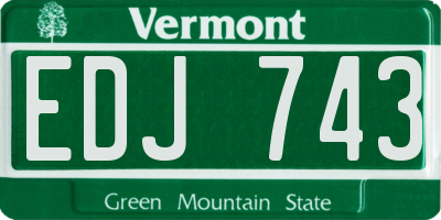 VT license plate EDJ743