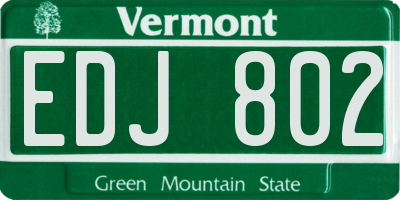 VT license plate EDJ802