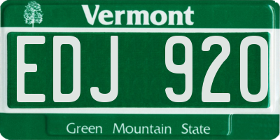VT license plate EDJ920