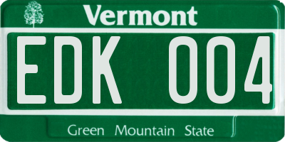 VT license plate EDK004