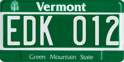 VT license plate EDK012