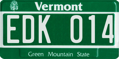 VT license plate EDK014