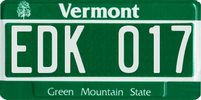 VT license plate EDK017