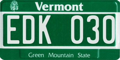 VT license plate EDK030