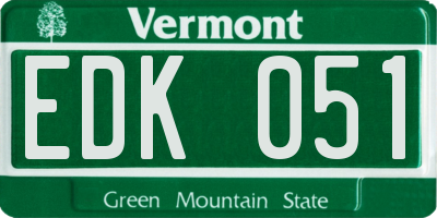 VT license plate EDK051
