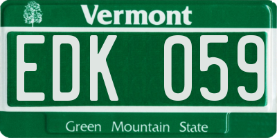 VT license plate EDK059