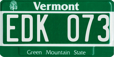VT license plate EDK073
