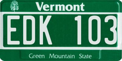 VT license plate EDK103
