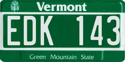 VT license plate EDK143