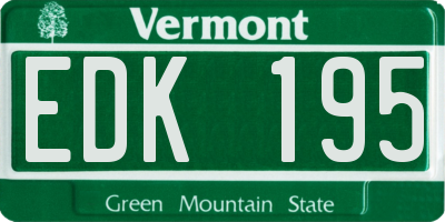 VT license plate EDK195
