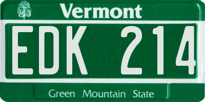 VT license plate EDK214