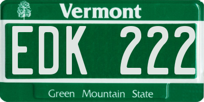 VT license plate EDK222