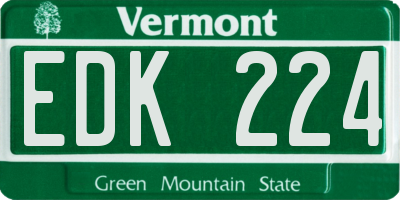 VT license plate EDK224