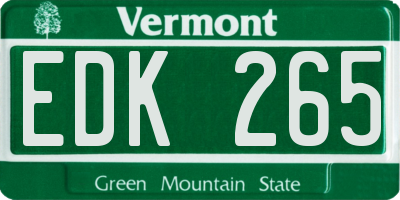 VT license plate EDK265