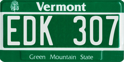 VT license plate EDK307