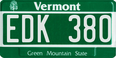 VT license plate EDK380