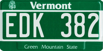 VT license plate EDK382