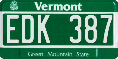 VT license plate EDK387