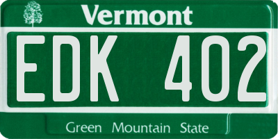 VT license plate EDK402