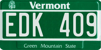 VT license plate EDK409