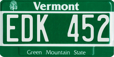 VT license plate EDK452