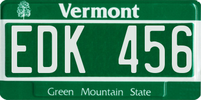VT license plate EDK456