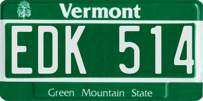 VT license plate EDK514