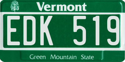 VT license plate EDK519
