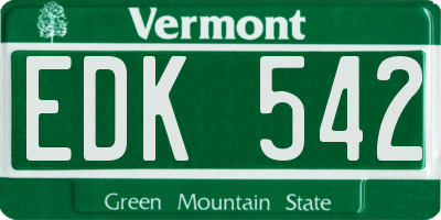 VT license plate EDK542