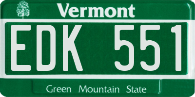 VT license plate EDK551