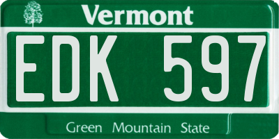 VT license plate EDK597