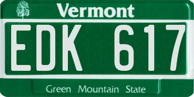 VT license plate EDK617