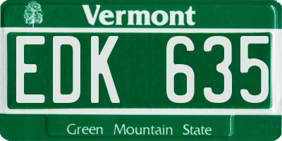VT license plate EDK635