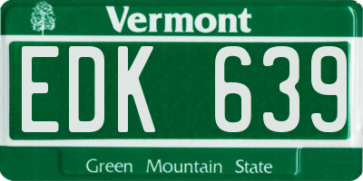 VT license plate EDK639