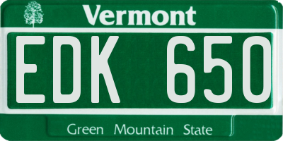VT license plate EDK650