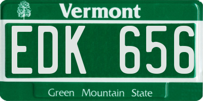 VT license plate EDK656