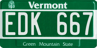 VT license plate EDK667