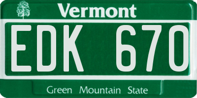 VT license plate EDK670