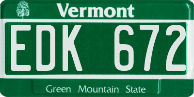 VT license plate EDK672