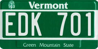 VT license plate EDK701