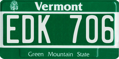 VT license plate EDK706