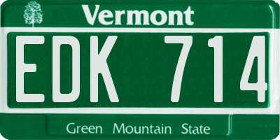 VT license plate EDK714