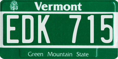 VT license plate EDK715