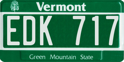 VT license plate EDK717