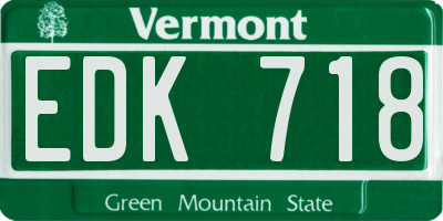 VT license plate EDK718