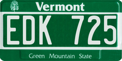 VT license plate EDK725