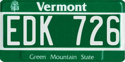 VT license plate EDK726