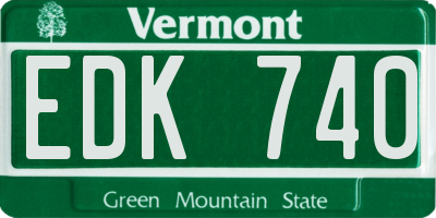 VT license plate EDK740