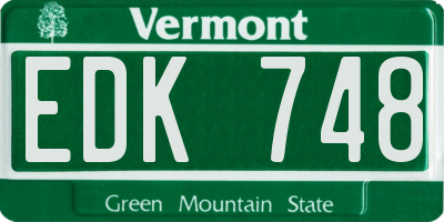 VT license plate EDK748